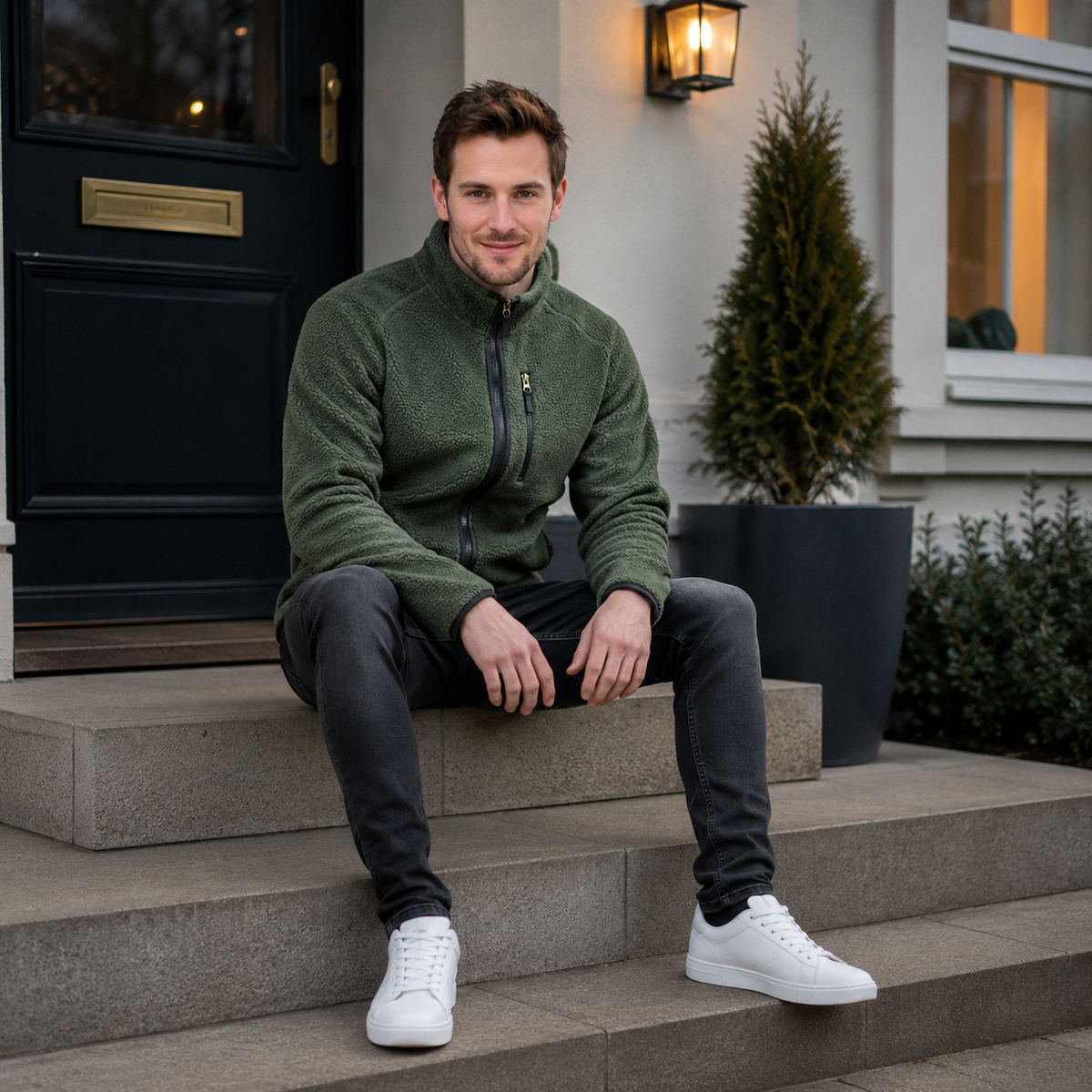 Urban Faden Fleece-Jacke Detail Kragen	