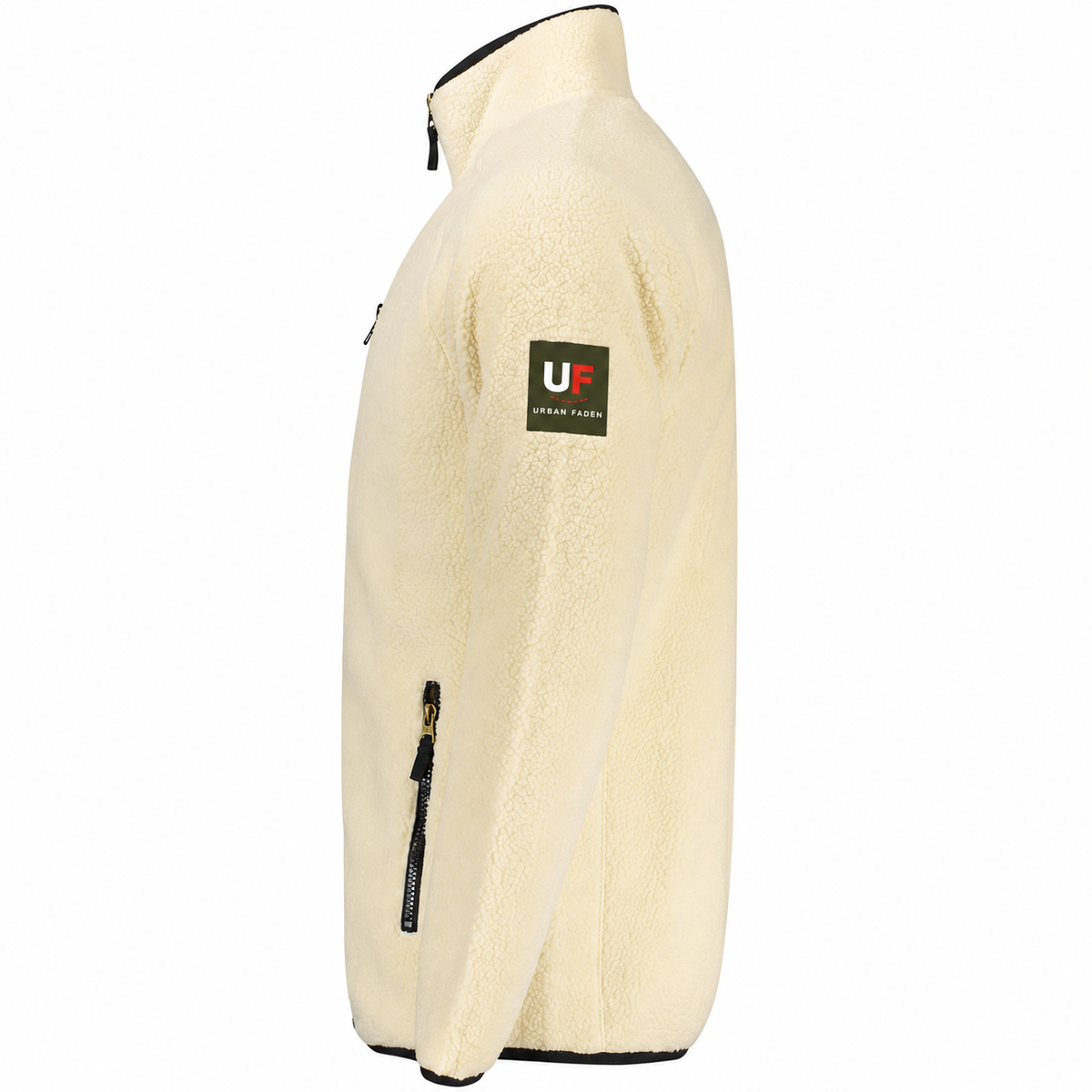 Urban Faden Logo-Patch am Ärmel der Fleece-Zip-Jacke – Detailansicht