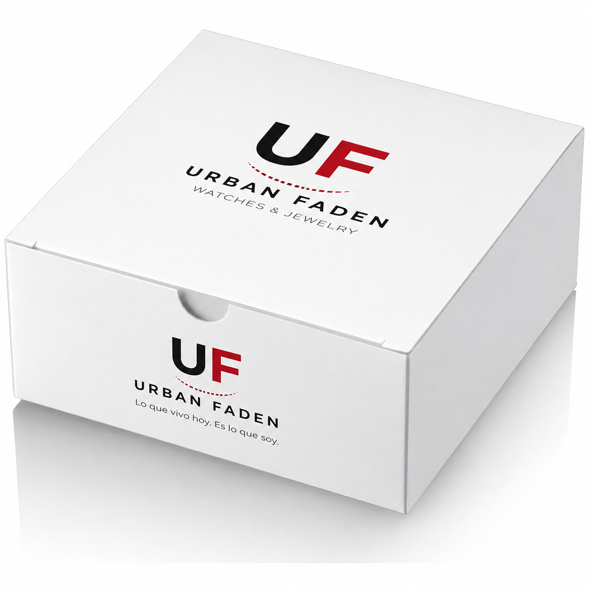 Urban Faden Herren Gliederarmband – weiße Geschenkverpackung mit Urban Faden UF-Logo, ideal als Geschenk