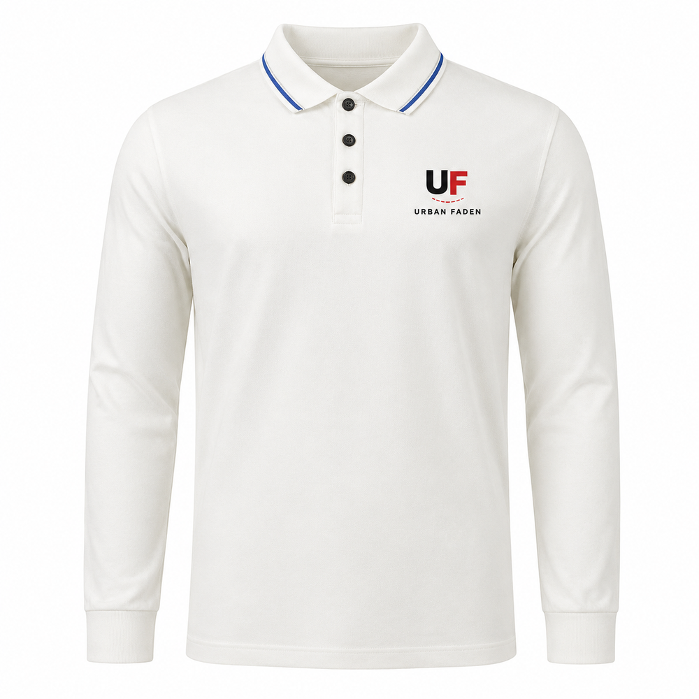 Urban Faden Herren Langarm-Poloshirt – Pikee, Polokragen