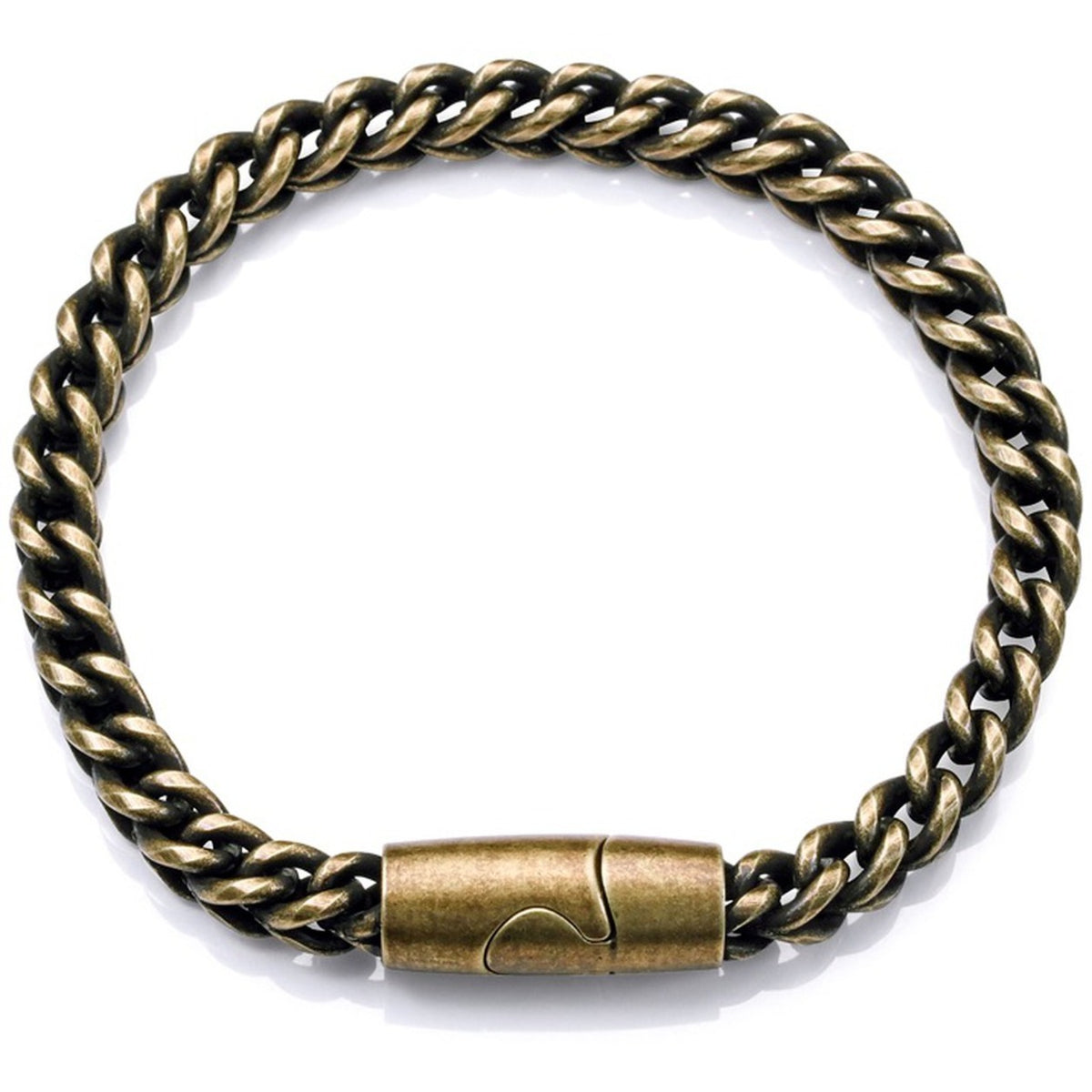 Urban Faden Herren Panzerketten-Armband in Altmessing – gedrehtes Kettendesign mit antikem Finish und Magnetverschluss