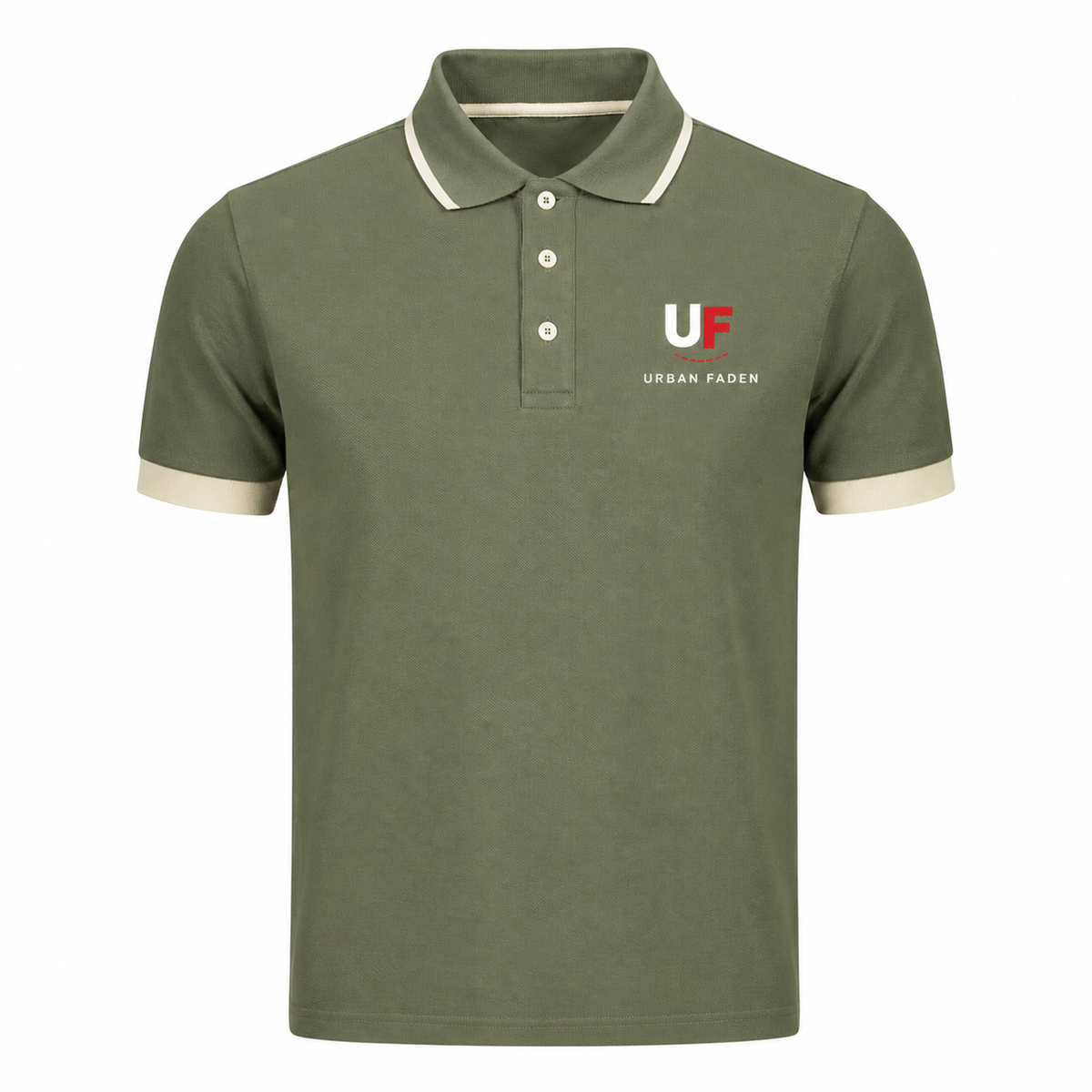 Urban Faden Herren Polo-Shirt in Olivgrün – Kurzarm mit Polokragen und eingesticktem Logo