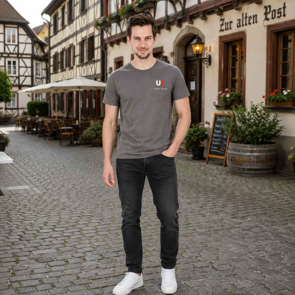 Urban Faden Herren T-Shirt – Rückenansicht, sauberes Design ohne Aufdruck