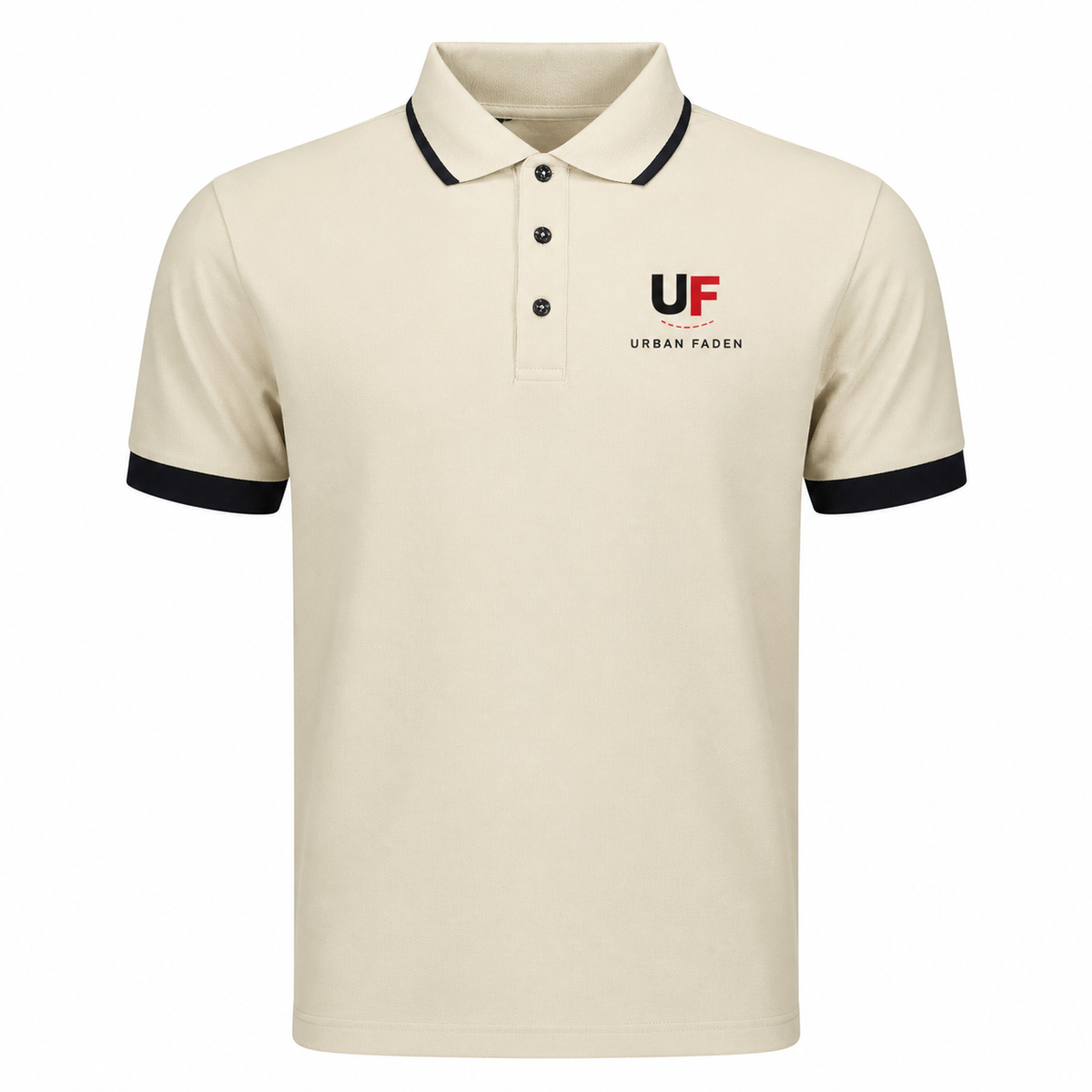 Urban Faden Herren Polo-Shirt in Creme – klassischer Schnitt mit Logo