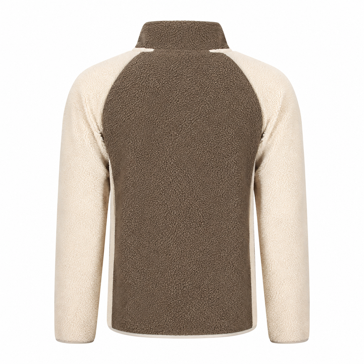 Urban Faden Sherpa-Fleece-Zip-Jacke – Detailansicht Stehkragen und Reißverschluss