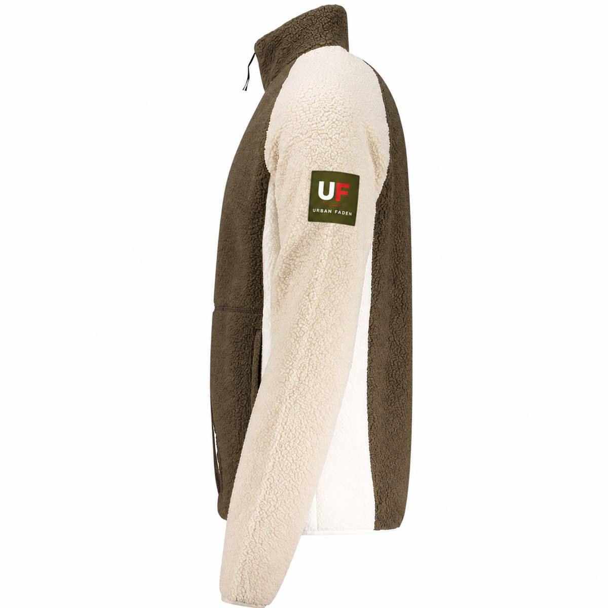 Urban Faden Herren Sherpa-Fleece-Zip-Jacke – Rückenansicht, zweifarbiges Sherpa-Fleece