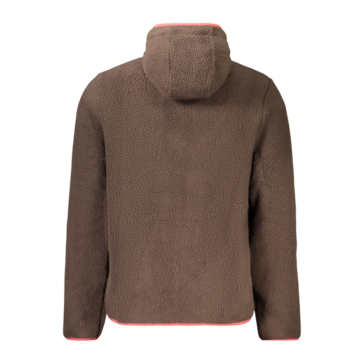Urban Faden Sherpa-Hoodie-Zip-Jacke – Detailansicht Seitentasche mit Reißverschluss und korallrotem Akzent