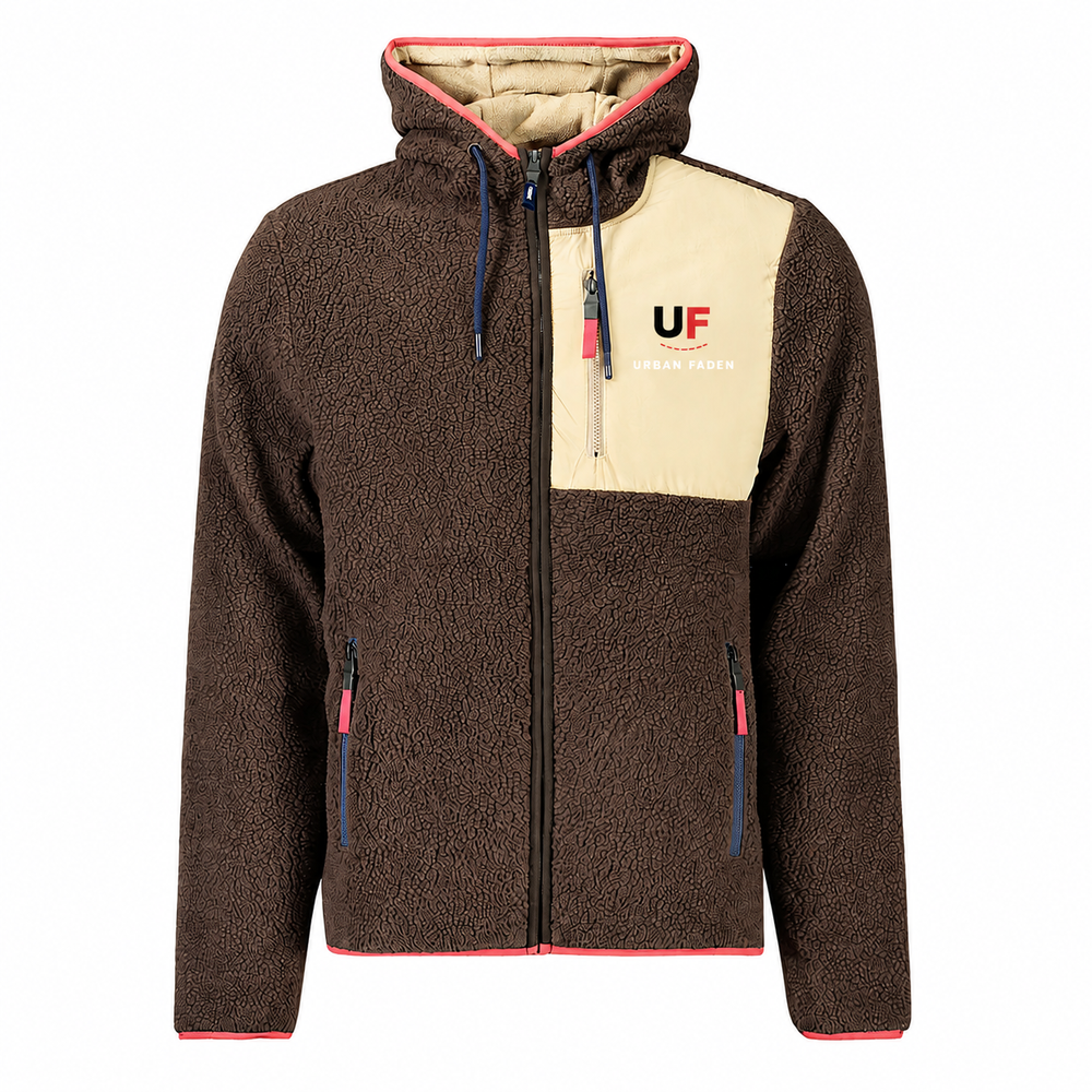 Urban Faden Herren Sherpa-Hoodie-Zip-Jacke – Langarm